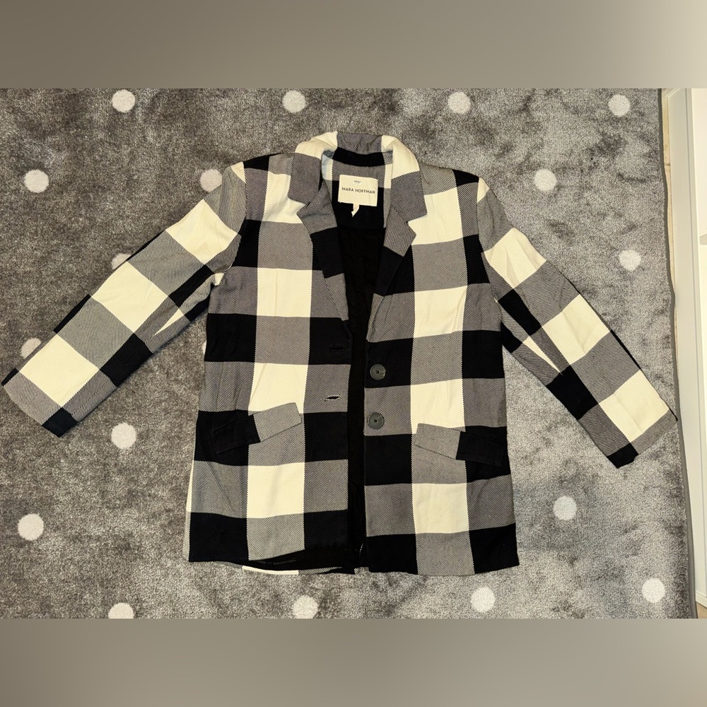NWOT Mara Hoffman Tatum Gingham Check Blazer Size Medium